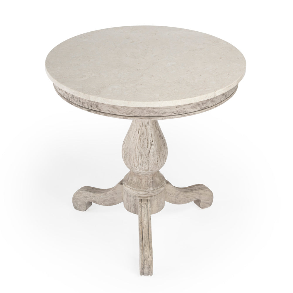 Butler Specialty Company - Danielle 24 in. W Round Marble & Wood Pedestal Side Table, Gray - 5515329