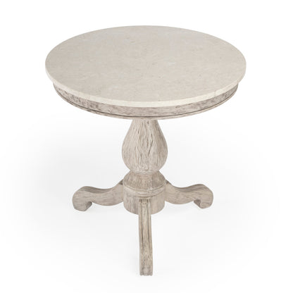 Butler Specialty Company - Danielle 24 in. W Round Marble & Wood Pedestal Side Table, Gray - 5515329