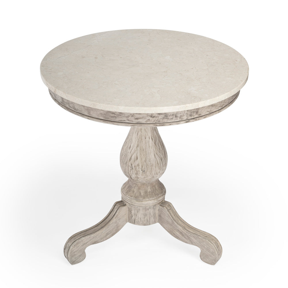 Butler Specialty Company - Danielle 24 in. W Round Marble & Wood Pedestal Side Table, Gray - 5515329