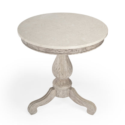 Butler Specialty Company - Danielle 24 in. W Round Marble & Wood Pedestal Side Table, Gray - 5515329