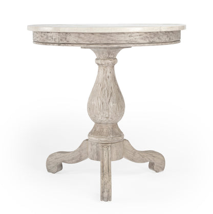 Butler Specialty Company - Danielle 24 in. W Round Marble & Wood Pedestal Side Table, Gray - 5515329