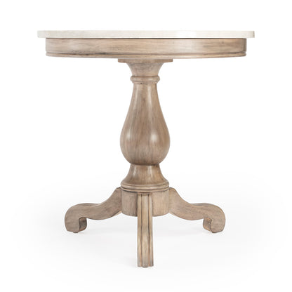Butler Specialty Company - Danielle 24 in. W Round Marble & Wood Pedestal Side Table, Tan/Beige - 5515415
