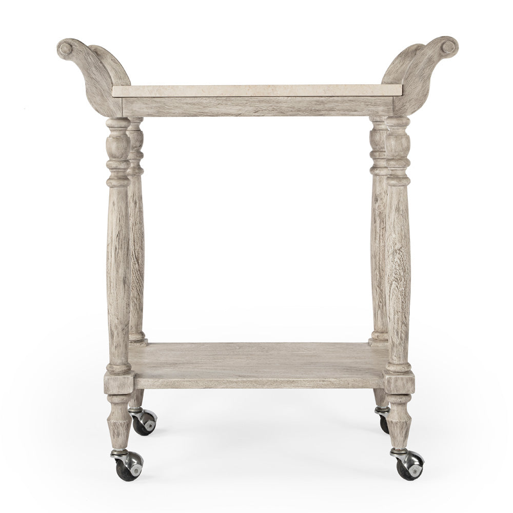 Butler Specialty Company - Danielle 30 in. W Rectangular Marble & Wood 2 Tier Bar Cart, Gray - 5518329