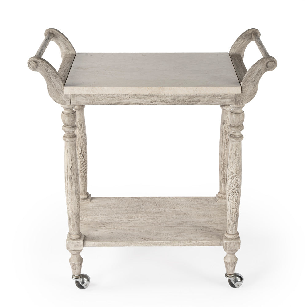 Butler Specialty Company - Danielle 30 in. W Rectangular Marble & Wood 2 Tier Bar Cart, Gray - 5518329