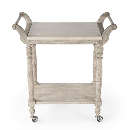Butler Specialty Company - Danielle 30 in. W Rectangular Marble & Wood 2 Tier Bar Cart, Gray - 5518329