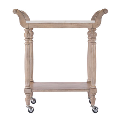 Butler Specialty Company - Danielle 30 in. W Rectangular Marble & Wood 2 Tier Bar Cart, Tan/Beige - 5518415