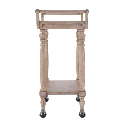 Butler Specialty Company - Danielle 30 in. W Rectangular Marble & Wood 2 Tier Bar Cart, Tan/Beige - 5518415
