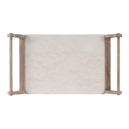 Butler Specialty Company - Danielle 30 in. W Rectangular Marble & Wood 2 Tier Bar Cart, Tan/Beige - 5518415