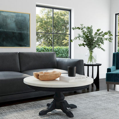 Butler Specialty Company - Danielle 38 in. W Round Marble & Wood Coffee Table, Black - 5516432 view 6