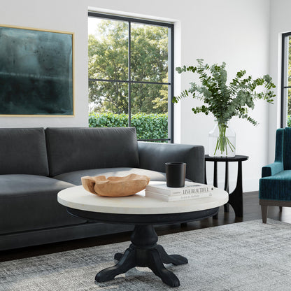Butler Specialty Company - Danielle 38 in. W Round Marble & Wood Coffee Table, Black - 5516432