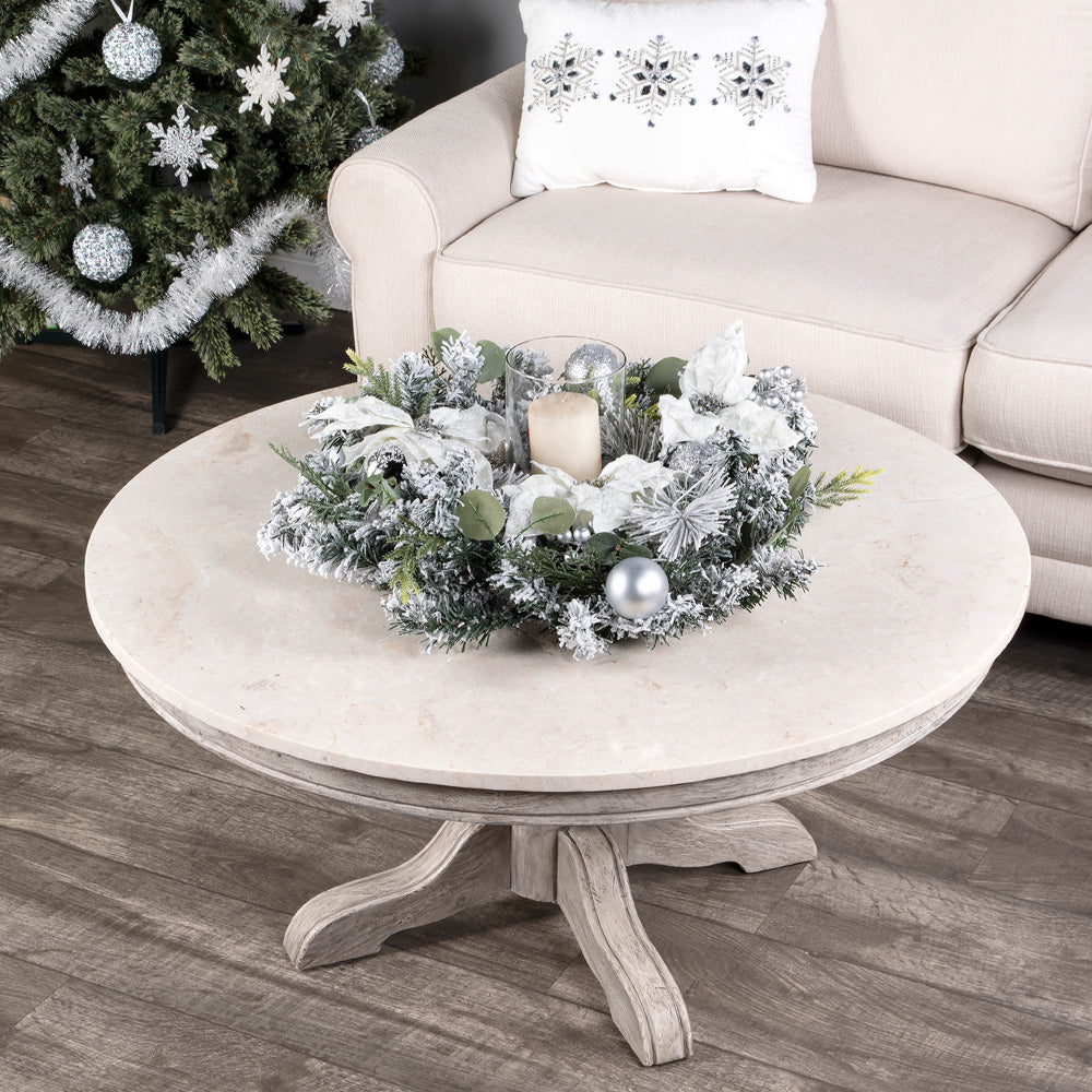Butler Specialty Company - Danielle 38 in. W Round Marble & Wood Coffee Table, Gray - 5516329