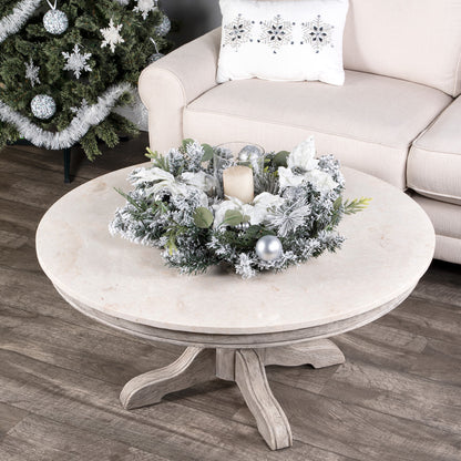 Butler Specialty Company - Danielle 38 in. W Round Marble & Wood Coffee Table, Gray - 5516329