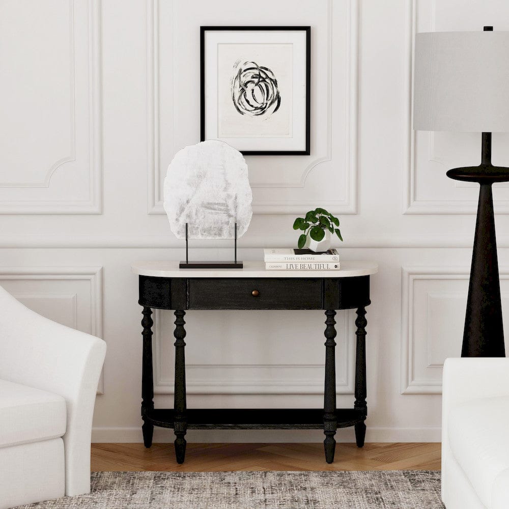 Butler Specialty Company - Danielle 40 in. W Rectangular Marble & Wood 1 Drawer Console Table, Black - 5517432 view 6