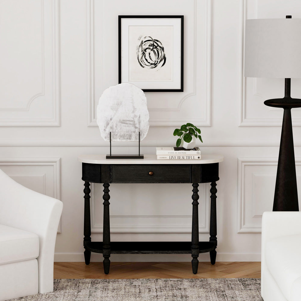 Butler Specialty Company - Danielle 40 in. W Rectangular Marble & Wood 1 Drawer Console Table, Black - 5517432