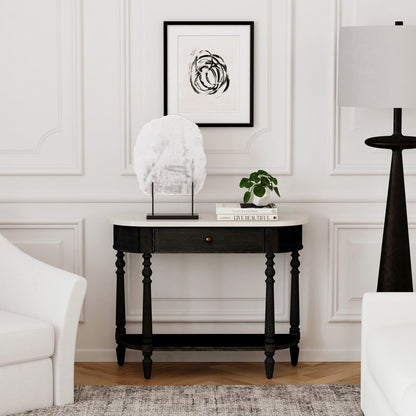 Butler Specialty Company - Danielle 40 in. W Rectangular Marble & Wood 1 Drawer Console Table, Black - 5517432