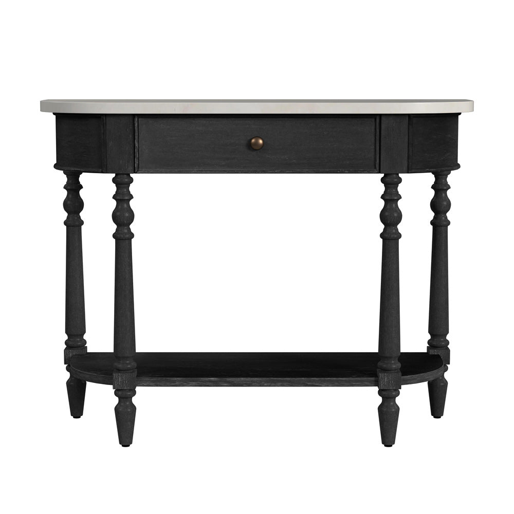Butler Specialty Company - Danielle 40 in. W Rectangular Marble & Wood 1 Drawer Console Table, Black - 5517432