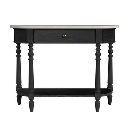 Butler Specialty Company - Danielle 40 in. W Rectangular Marble & Wood 1 Drawer Console Table, Black - 5517432