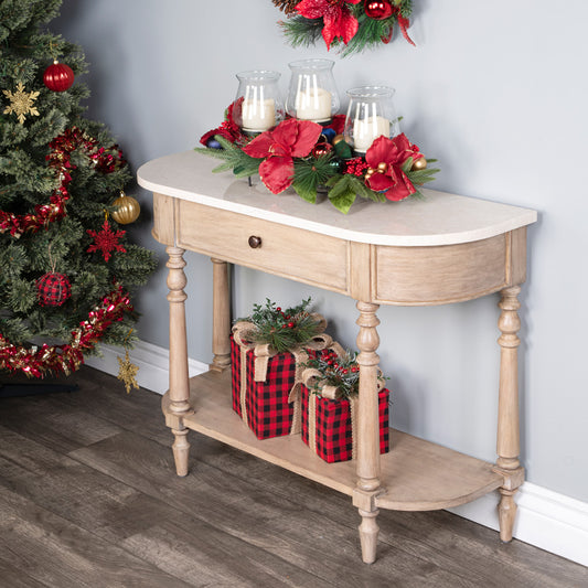 Butler Specialty Company - Danielle 40 in. W Rectangular Marble & Wood 1 Drawer Console Table, Tan/Beige - 5517415