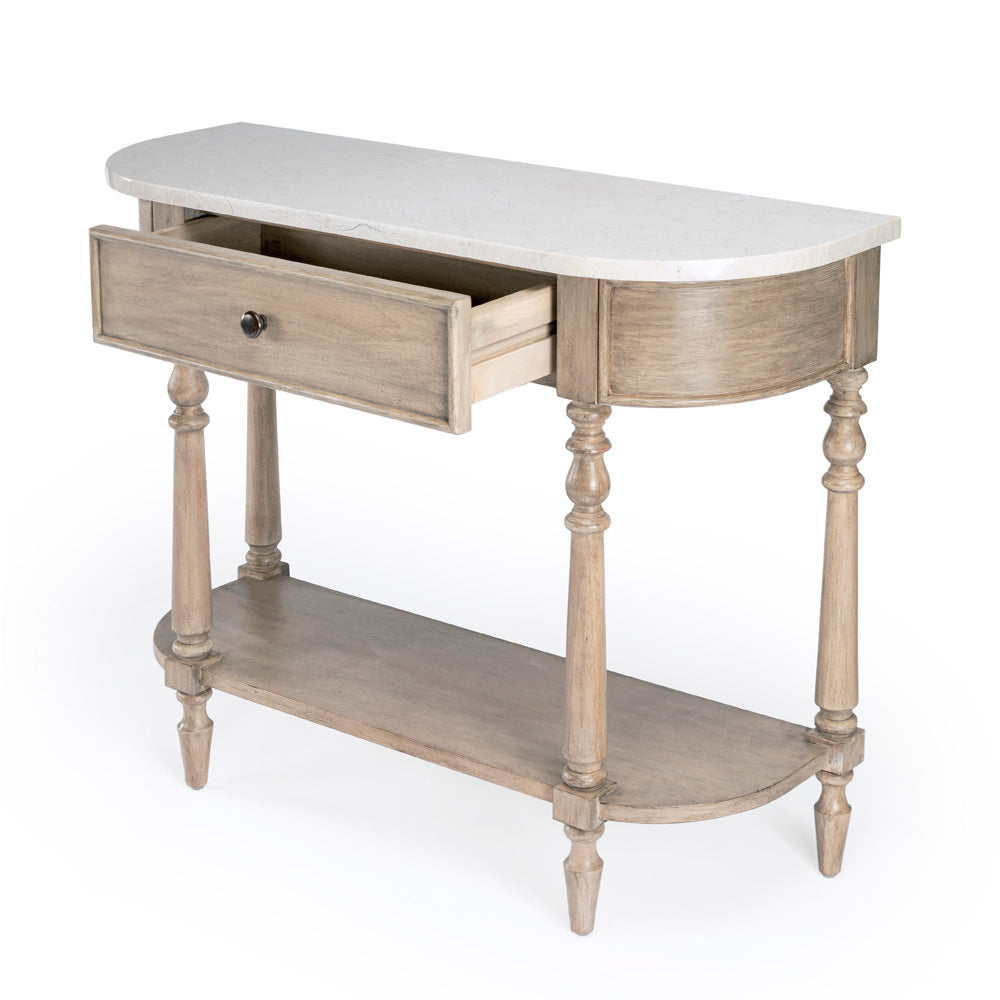 Butler Specialty Company - Danielle 40 in. W Rectangular Marble & Wood 1 Drawer Console Table, Tan/Beige - 5517415