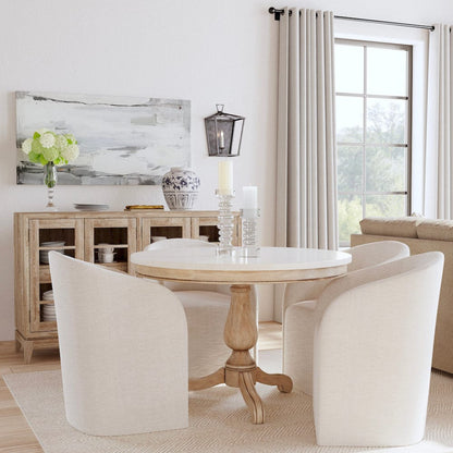 Butler Specialty Company - Danielle 44 in. W Round Marble & Wood Pedestal Dining Table, Tan/Beige - 5644415 view 6