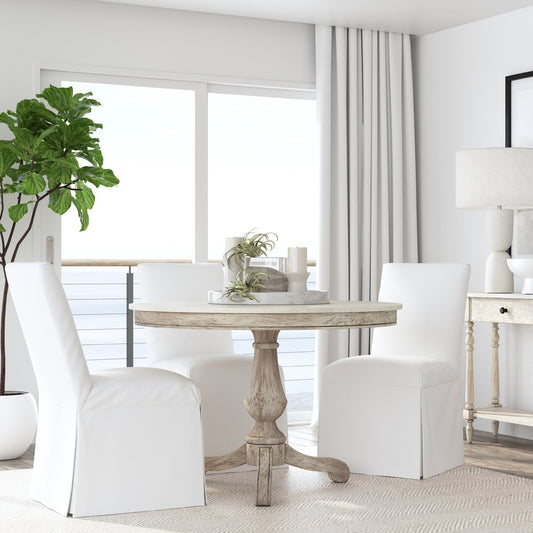 Butler Specialty Company - Danielle 44 in. W Round Marble & Wood Pedestal Dining Table, Gray/White - 5644329