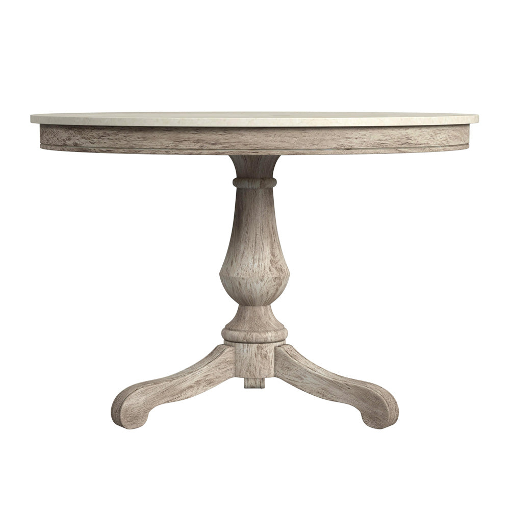 Butler Specialty Company - Danielle 44 in. W Round Marble & Wood Pedestal Dining Table, Gray/White - 5644329
