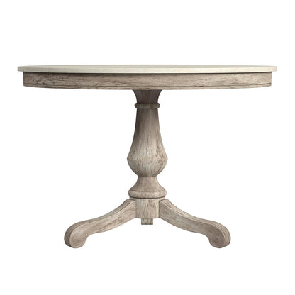 Butler Specialty Company - Danielle 44 in. W Round Marble & Wood Pedestal Dining Table, Gray/White - 5644329
