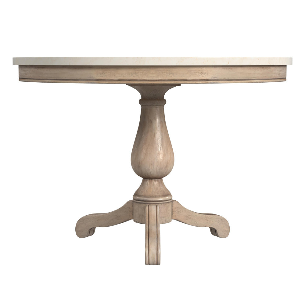 Butler Specialty Company - Danielle 44 in. W Round Marble & Wood Pedestal Dining Table, Tan/Beige - 5644415
