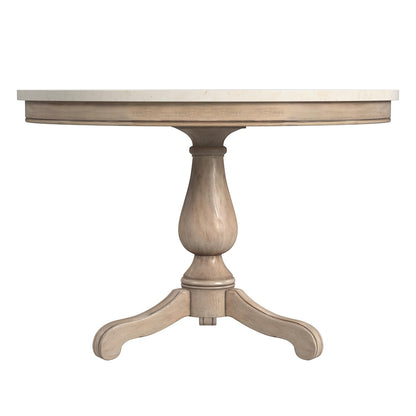 Butler Specialty Company - Danielle 44 in. W Round Marble & Wood Pedestal Dining Table, Tan/Beige - 5644415