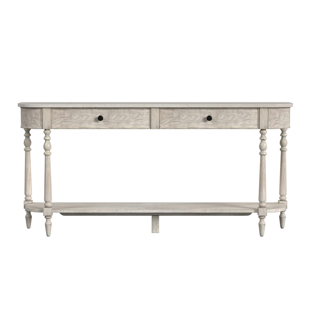 Butler Specialty Company - Danielle 65 in. W Demilune Marble & Wood 2 Drawer Console Table, Gray - 5691329