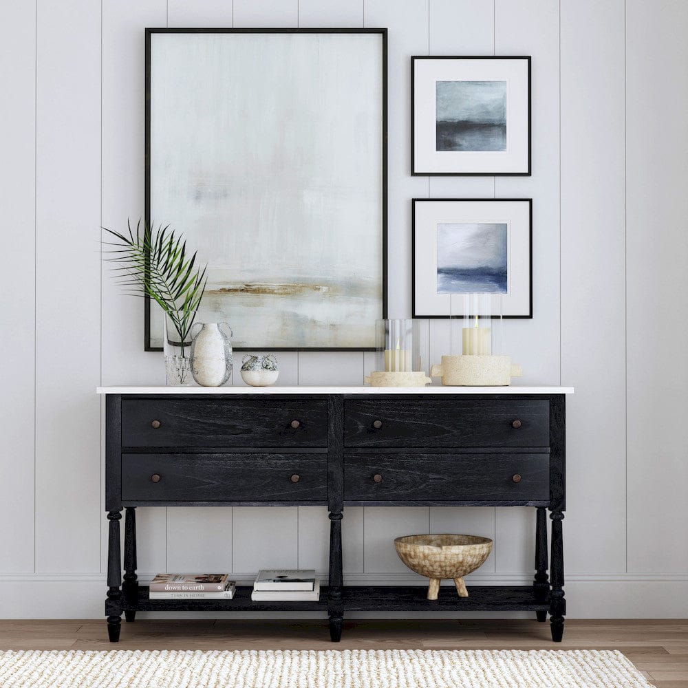 Butler Specialty Company - Danielle 65 in. W Rectangular Marble & Wood Sideboard with 4 Storage Drawers and 1 Open Shelf, Black - 5645432 view 6