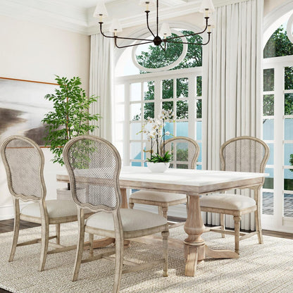 Butler Specialty Company - Danielle 66 in. W. Rectangular Marble & Wood Dining Table, Tan/Beige - 5677415 view 6