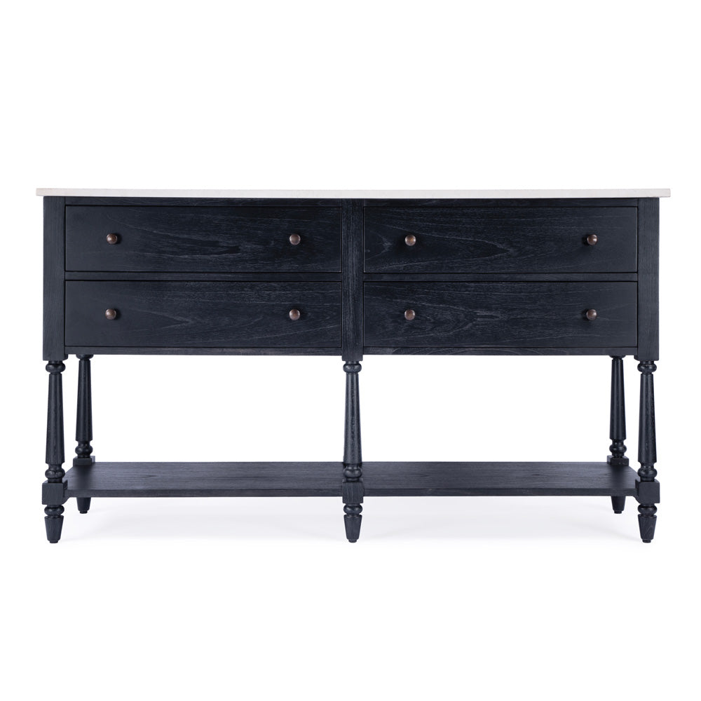 Butler Specialty Company - Danielle 65 in. W Rectangular Marble & Wood Sideboard with 4 Storage Drawers and 1 Open Shelf, Black - 5645432