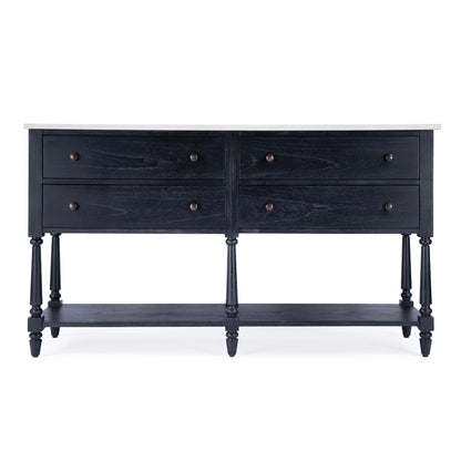 Butler Specialty Company - Danielle 65 in. W Rectangular Marble & Wood Sideboard with 4 Storage Drawers and 1 Open Shelf, Black - 5645432