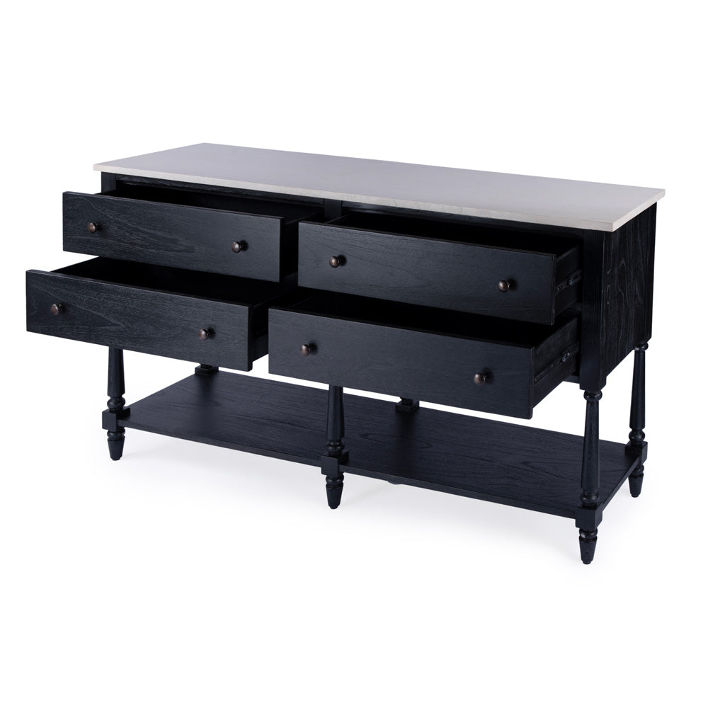Butler Specialty Company - Danielle 65 in. W Rectangular Marble & Wood Sideboard with 4 Storage Drawers and 1 Open Shelf, Black - 5645432