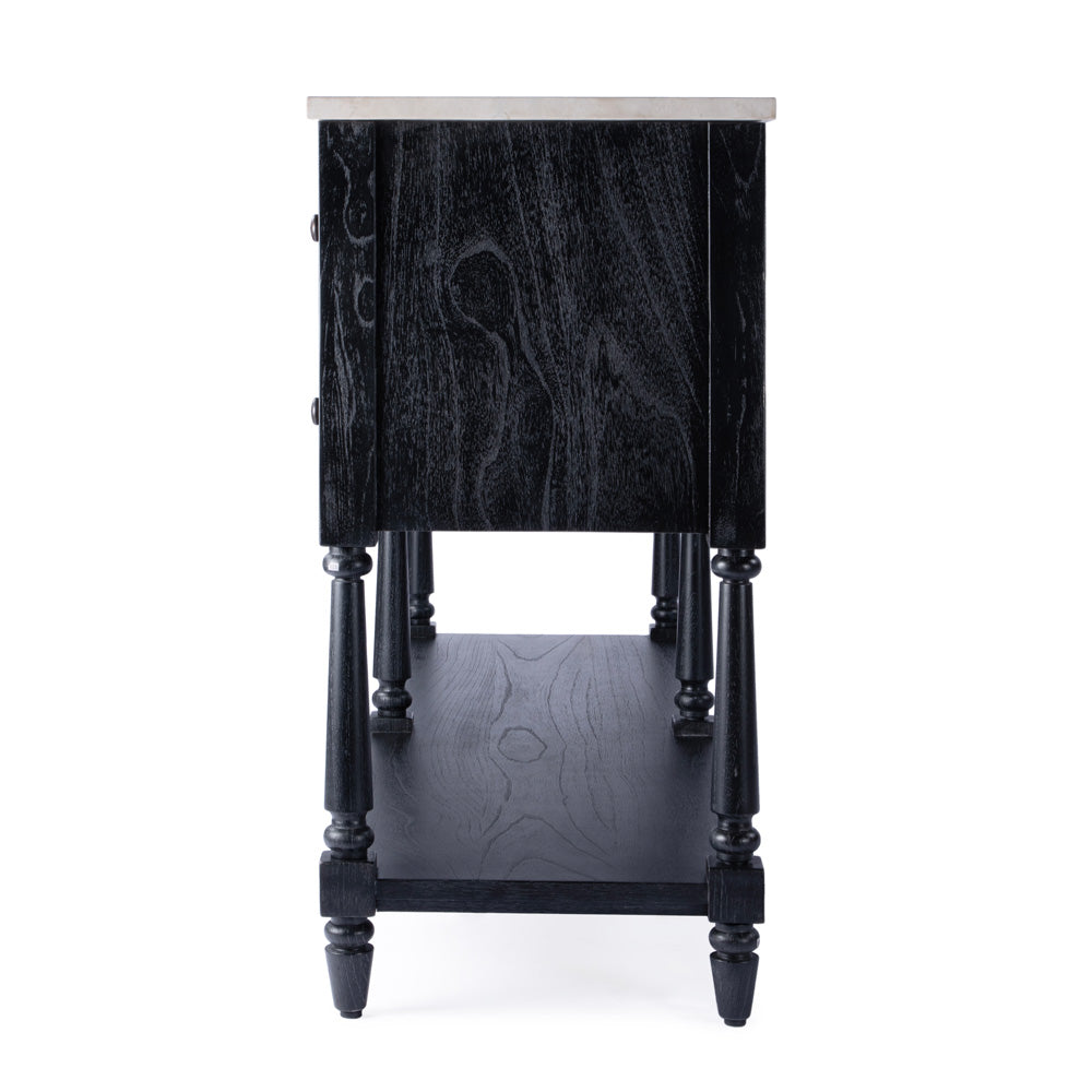 Butler Specialty Company - Danielle 65 in. W Rectangular Marble & Wood Sideboard with 4 Storage Drawers and 1 Open Shelf, Black - 5645432