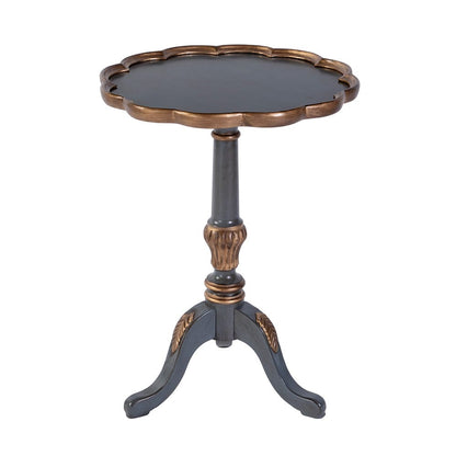 Butler Specialty Company - Dansby 20 in. W Round Wood Scalloped Edge Pedestal Side Table, Pastel Blue - 1482483 View 1