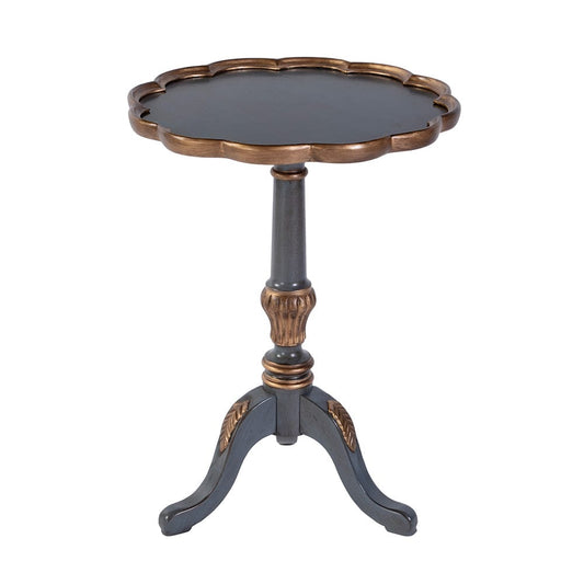 Butler Specialty Company - Dansby 20 in. W Round Wood Scalloped Edge Pedestal Side Table, Pastel Blue - 1482483 View 1