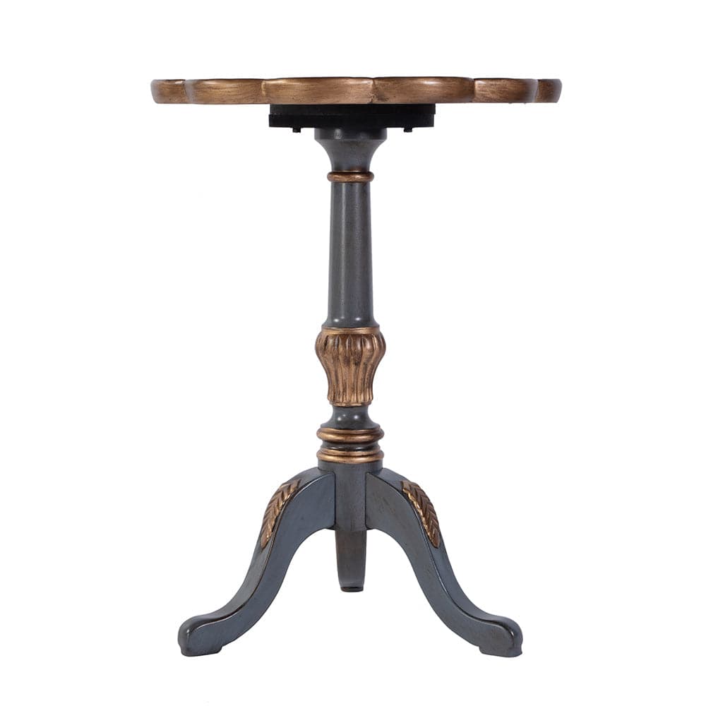 Butler Specialty Company - Dansby 20 in. W Round Wood Scalloped Edge Pedestal Side Table, Pastel Blue - 1482483 View 2