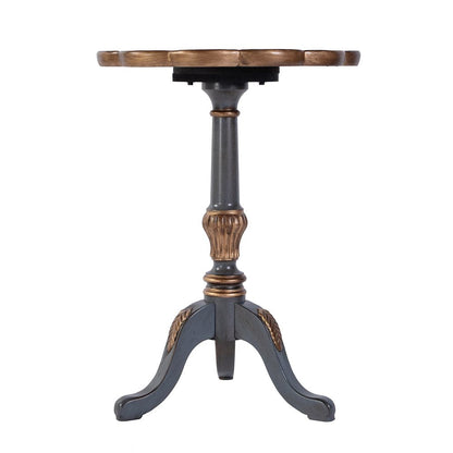 Butler Specialty Company - Dansby 20 in. W Round Wood Scalloped Edge Pedestal Side Table, Pastel Blue - 1482483 View 2