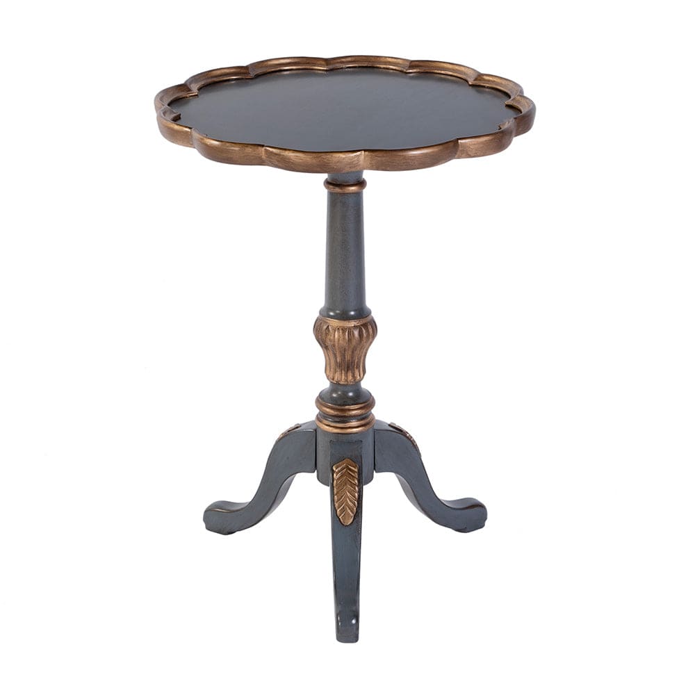Butler Specialty Company - Dansby 20 in. W Round Wood Scalloped Edge Pedestal Side Table, Pastel Blue - 1482483 View 3