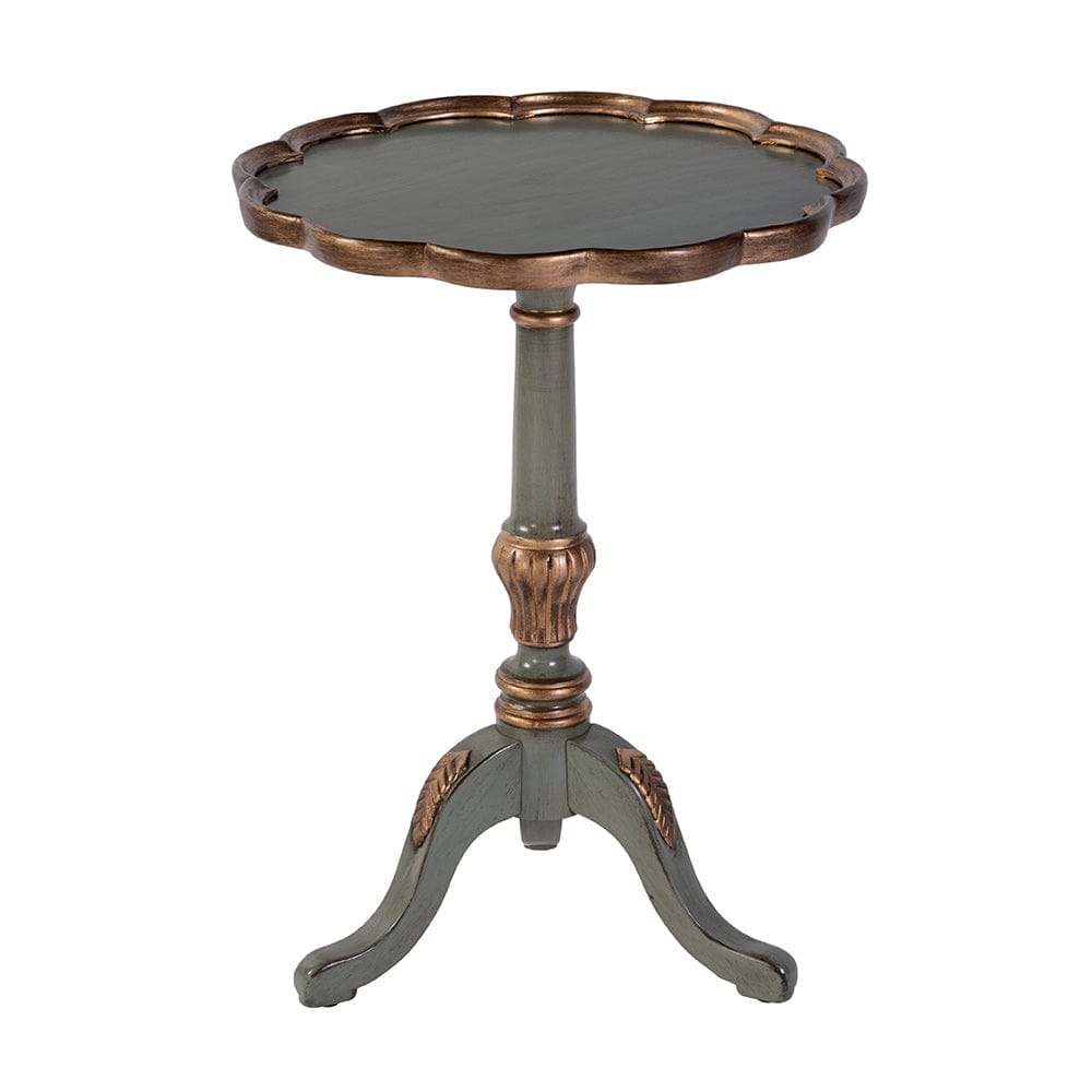 Butler Specialty Company - Dansby 20 in. W Round Wood Scalloped Edge Pedestal Side Table, Pastel Green - 1482482 View 1