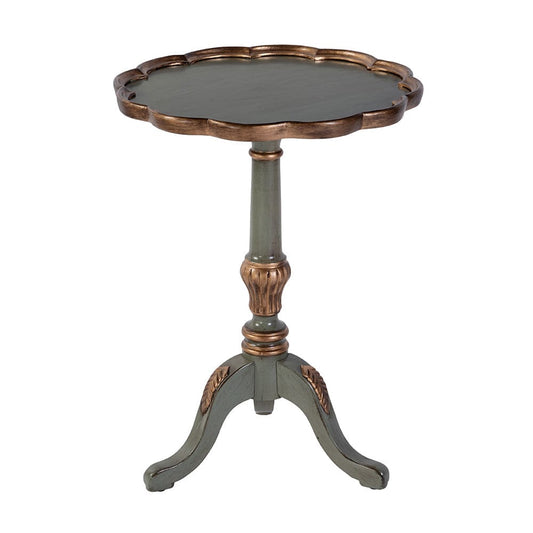 Butler Specialty Company - Dansby 20 in. W Round Wood Scalloped Edge Pedestal Side Table, Pastel Green - 1482482 View 1