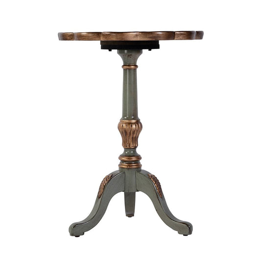 Butler Specialty Company - Dansby 20 in. W Round Wood Scalloped Edge Pedestal Side Table, Pastel Green - 1482482 View 2