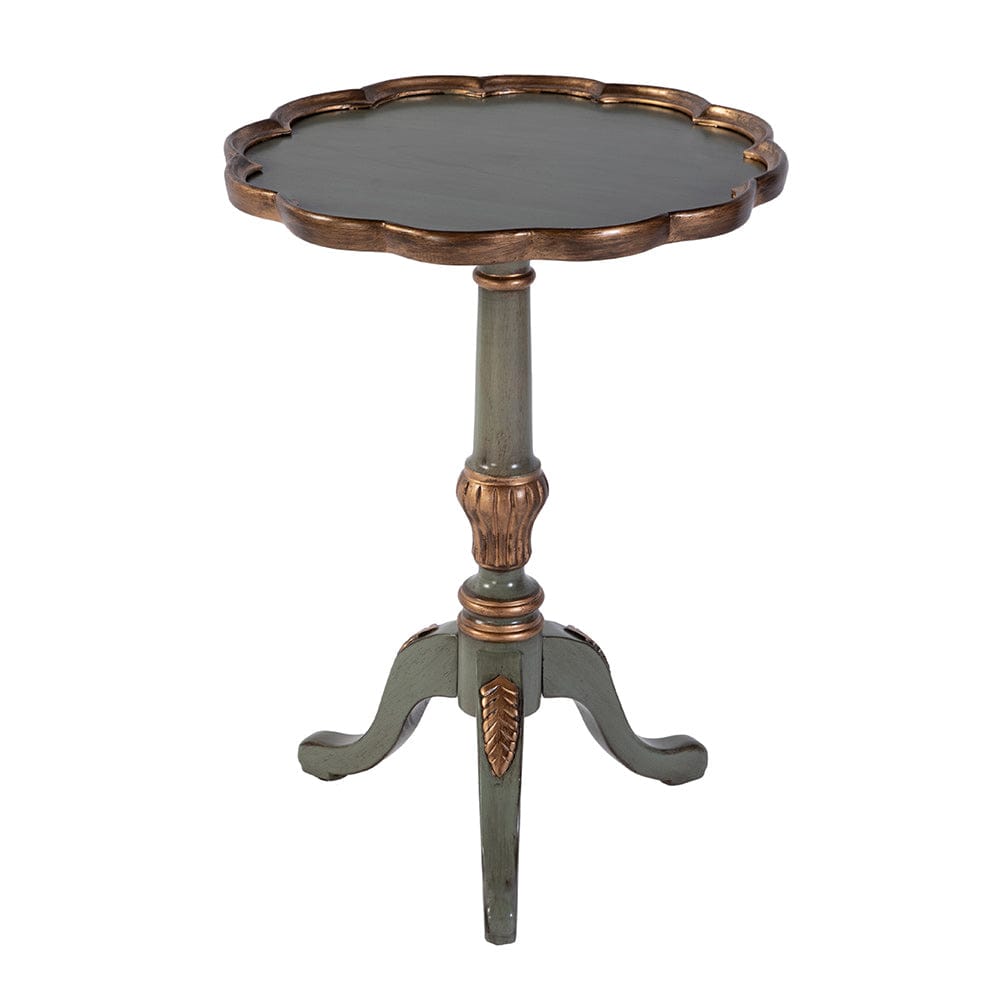Butler Specialty Company - Dansby 20 in. W Round Wood Scalloped Edge Pedestal Side Table, Pastel Green - 1482482 View 3