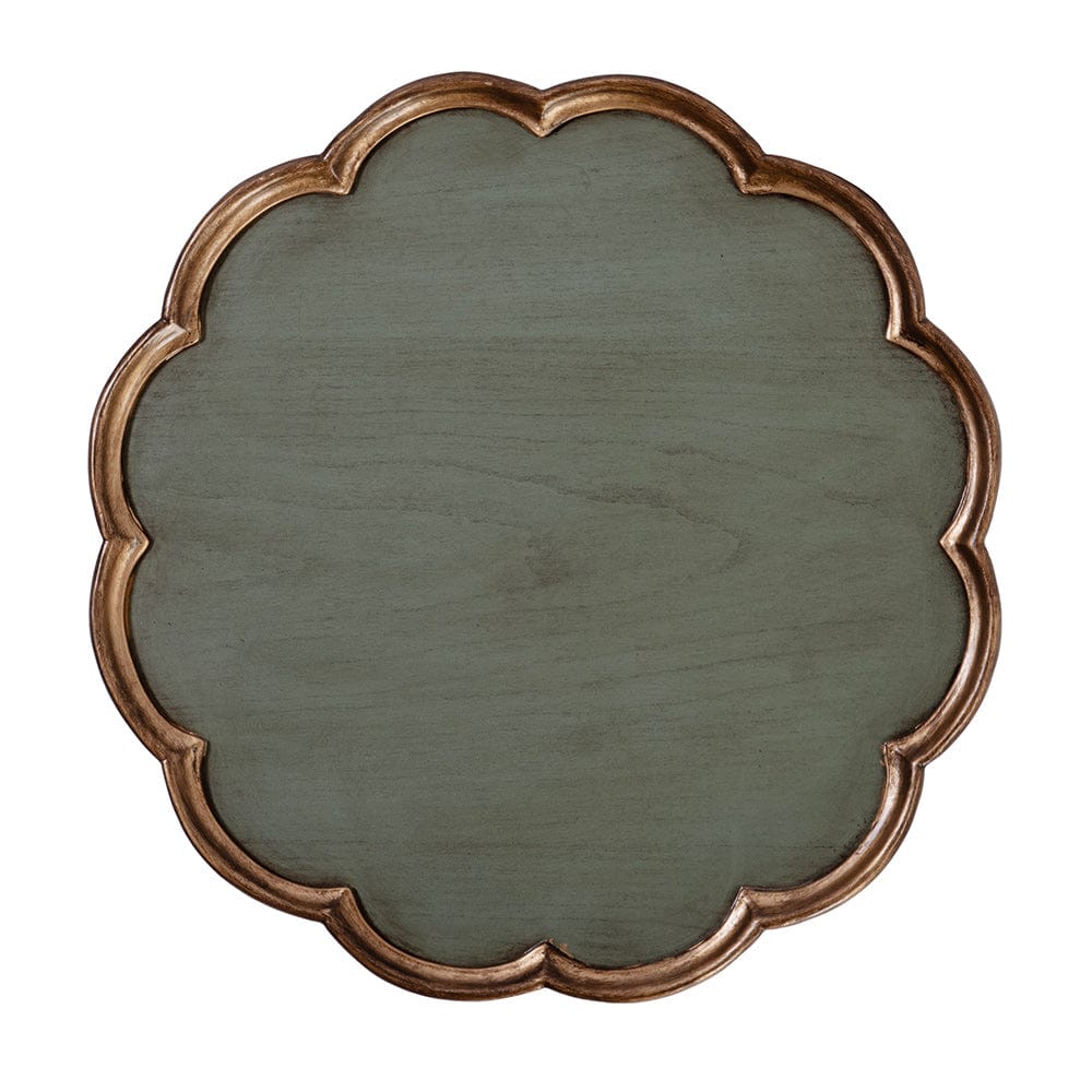 Butler Specialty Company - Dansby 20 in. W Round Wood Scalloped Edge Pedestal Side Table, Pastel Green - 1482482 View 4