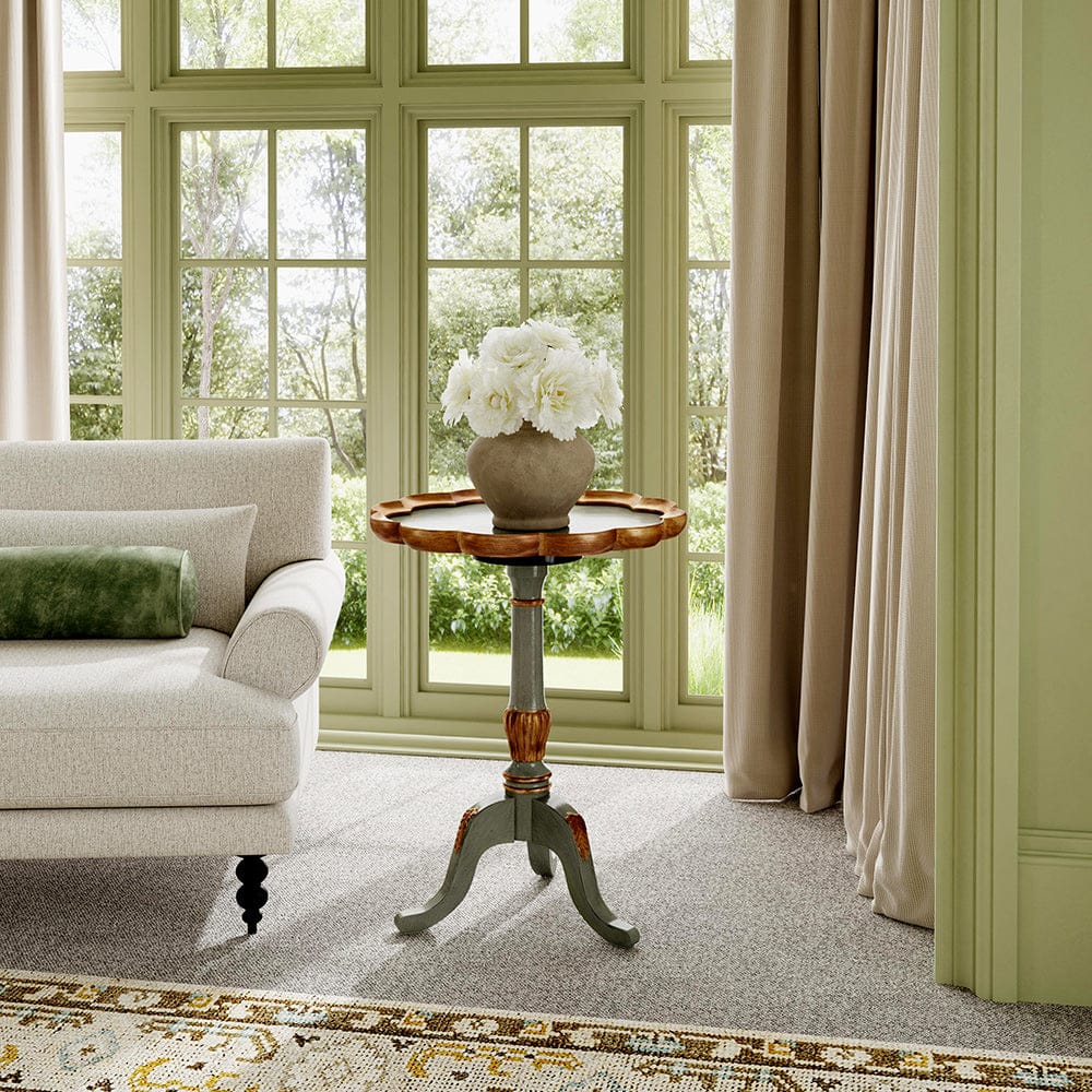 Butler Specialty Company - Dansby 20 in. W Round Wood Scalloped Edge Pedestal Side Table, Pastel Green - 1482482 View 5
