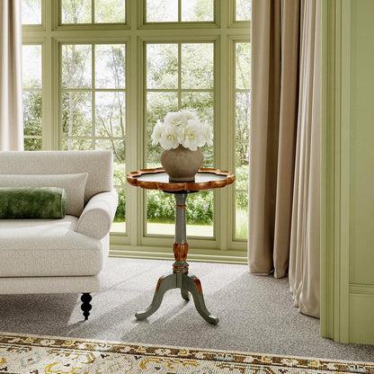 Butler Specialty Company - Dansby 20 in. W Round Wood Scalloped Edge Pedestal Side Table, Pastel Green - 1482482 View 5