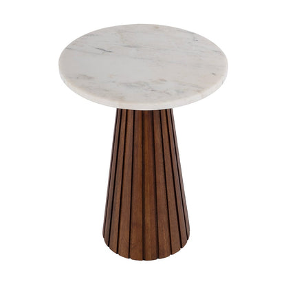 Butler Specialty Company - Dara 14 in. W Round Marble and Wood Side Table, Brown - 5806389 View 1