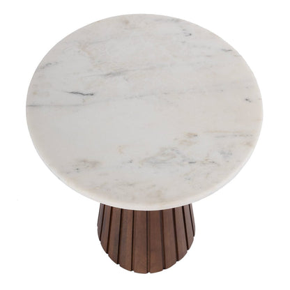 Butler Specialty Company - Dara 14 in. W Round Marble and Wood Side Table, Brown - 5806389 View 3